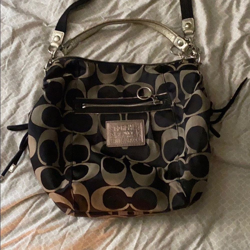Coach poppy black & tan canvas